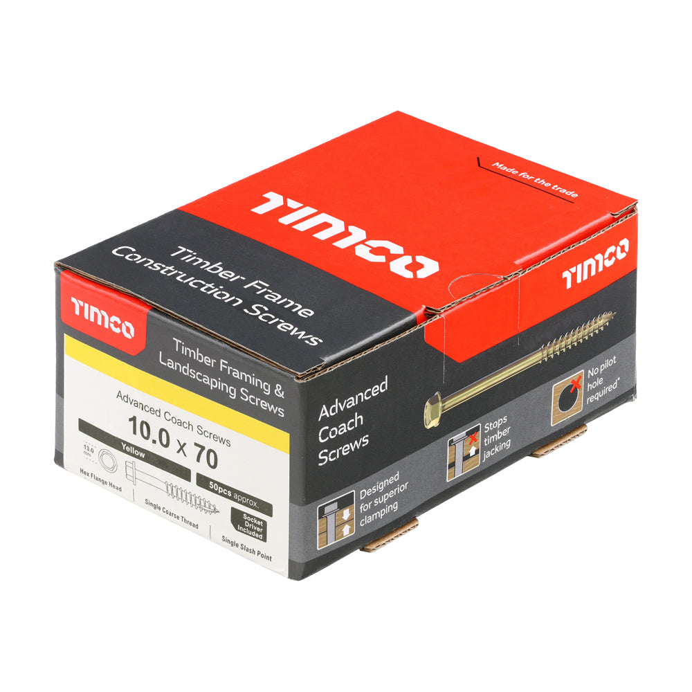 Advanced Coach Screw ZYP - 10.0 x 70 | Box of 50