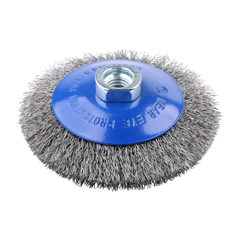 Timco Angle Grinder Bevel Brush - Crimped Stainless Steel - Diameter mm 115 - Wire Thickness mm 0.3