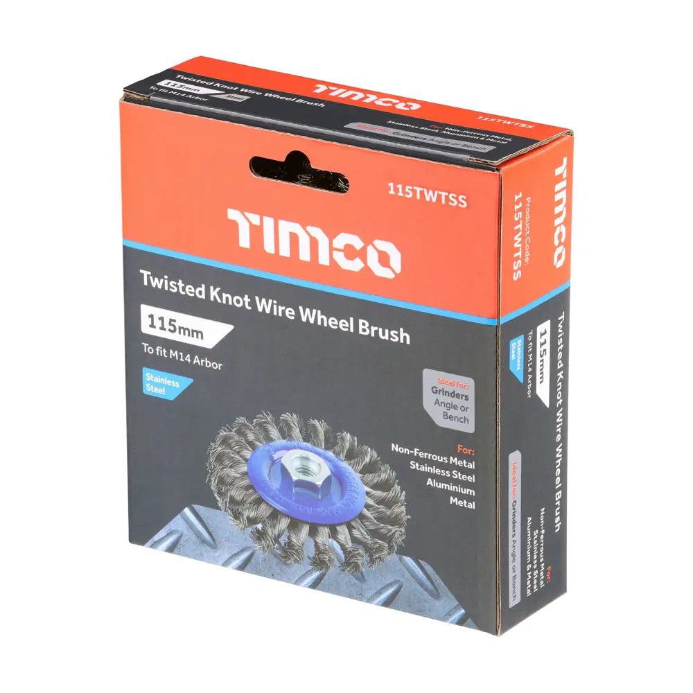Timco Angle Grinder Wheel Brush - Twisted Knot Stainless Steel Timco
