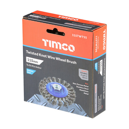 Timco Angle Grinder Wheel Brush - Twisted Knot Stainless Steel - Diameter mm 115 - Wire Thickness mm 0.5