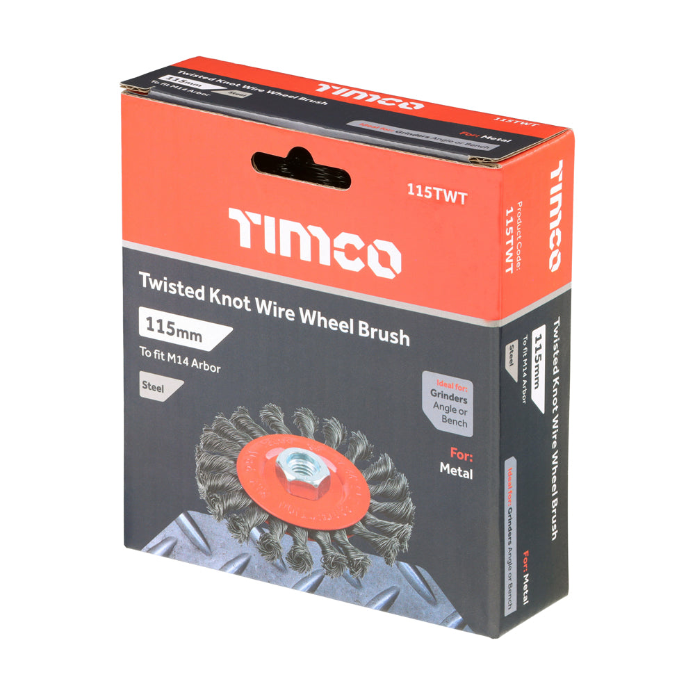 Timco Angle Grinder Wheel Brush - Twisted Knot Steel Wire - Diameter mm 115 - Wire Thickness mm 0.5