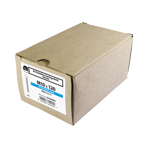 Carriage Bolt DIN 603 A2 SS - M12 x 110 | Bag of 5