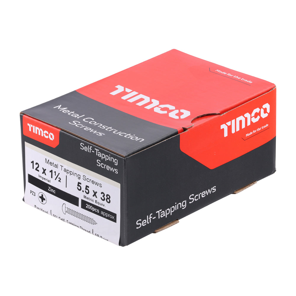 S/Tapping Screw PZ3 PAN Zinc - 12 x 1 1/2 | Box of 200