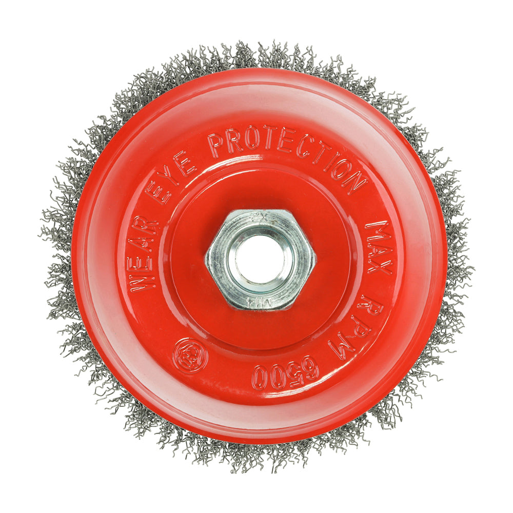 Timco Angle Grinder Cup Brush - Crimped Steel Wire - Diameter mm 125 - Wire Thickness mm 0.3