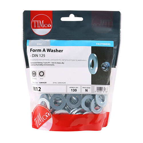 Form A Washer DIN 125A - BZP - M12 | TIMpac of 15