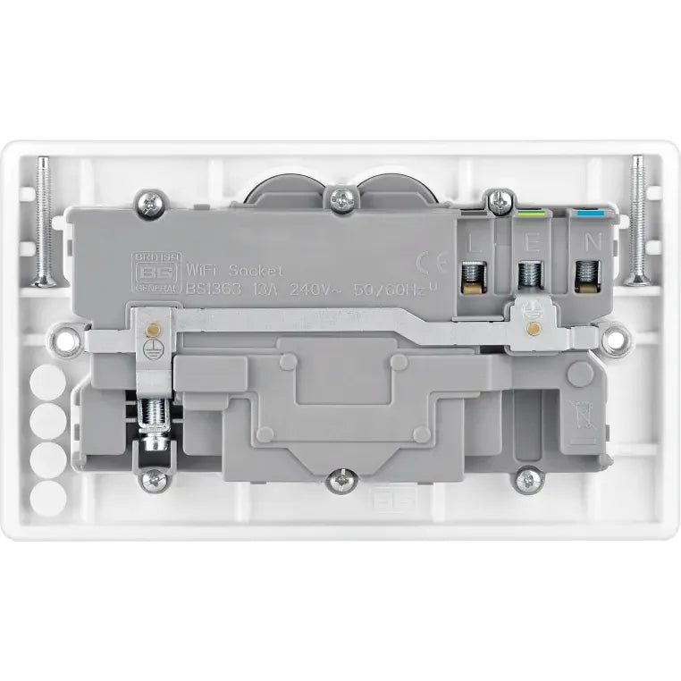 British General 13 Amp Twin Switched Smart Home Control Socket White BG