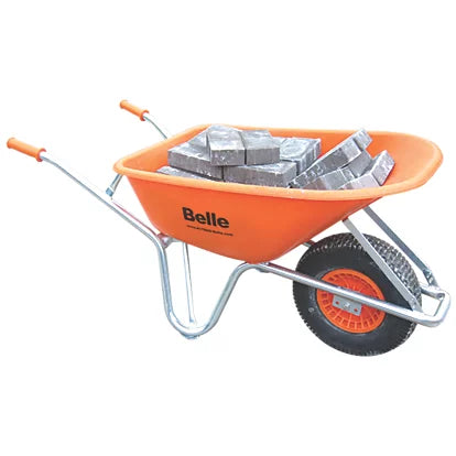 Belle Warrior Pneumatic Wheels HDPE Wheelbarrow Silver/Orange 100Ltr