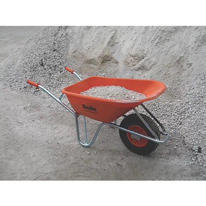 Belle Warrior Pneumatic Wheels HDPE Wheelbarrow Silver/Orange 100Ltr