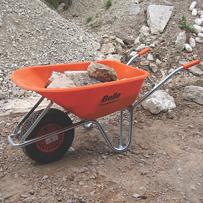 Belle Warrior Pneumatic Wheels HDPE Wheelbarrow Silver/Orange 100Ltr