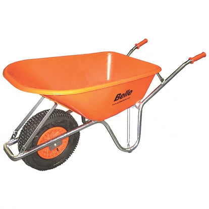 Belle Warrior Pneumatic Wheels HDPE Wheelbarrow Silver/Orange 100Ltr