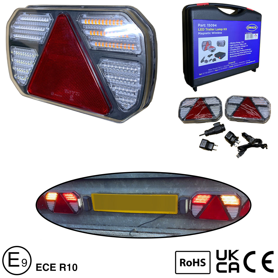 Lamp LED Trailer Kit Magnetic Wireless 13 Pin