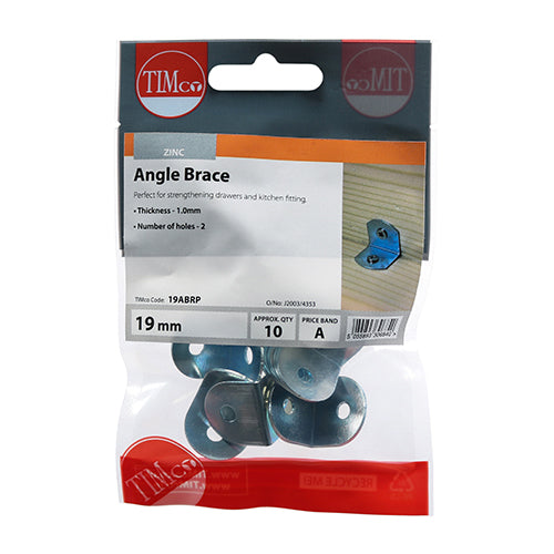 Angled Brace - BZP - 19 x 19 x 19 | TIMpac of 10