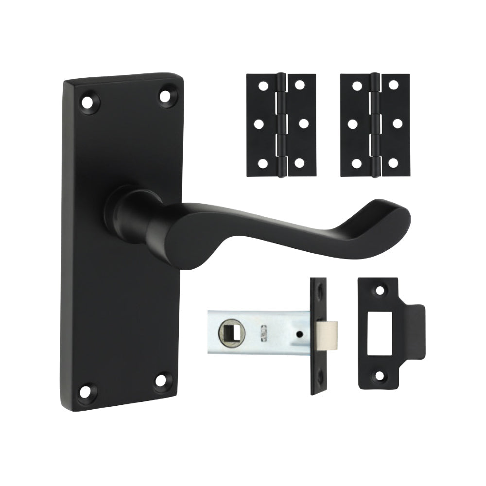 Timco Victorian Scroll Latch Door Pack - Matt Black Timco