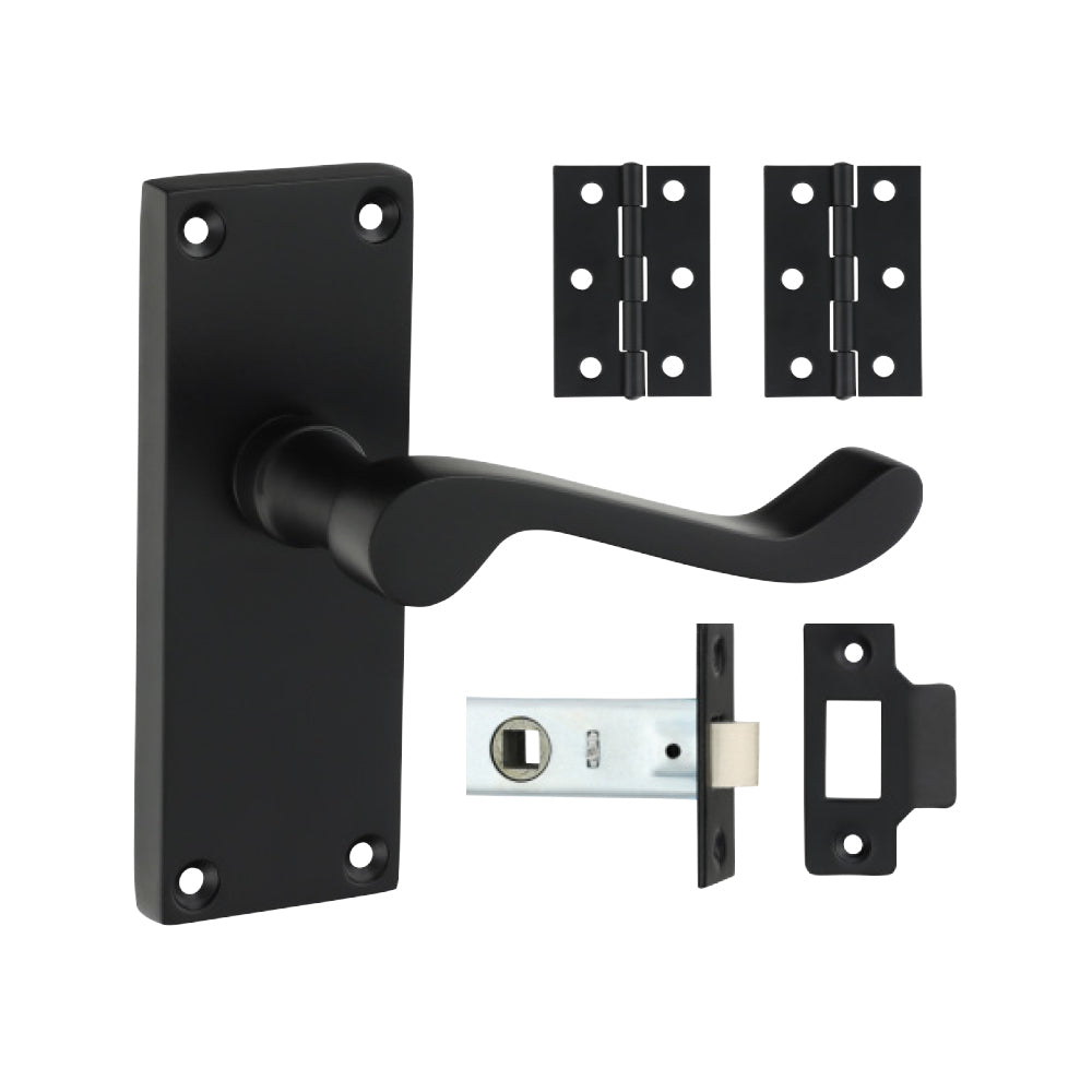 Victorian Scroll Latch Door Pack - Matt Black