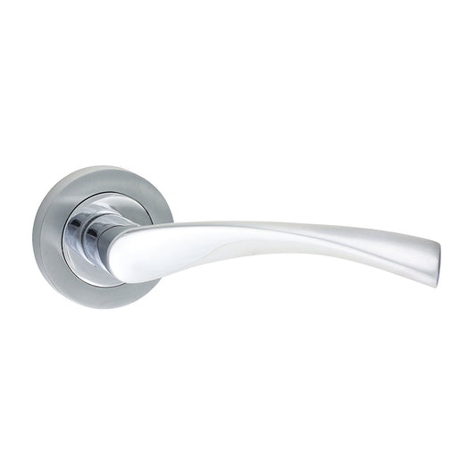 Edleston Lever On Rose Handles - Polished & Satin Chrome