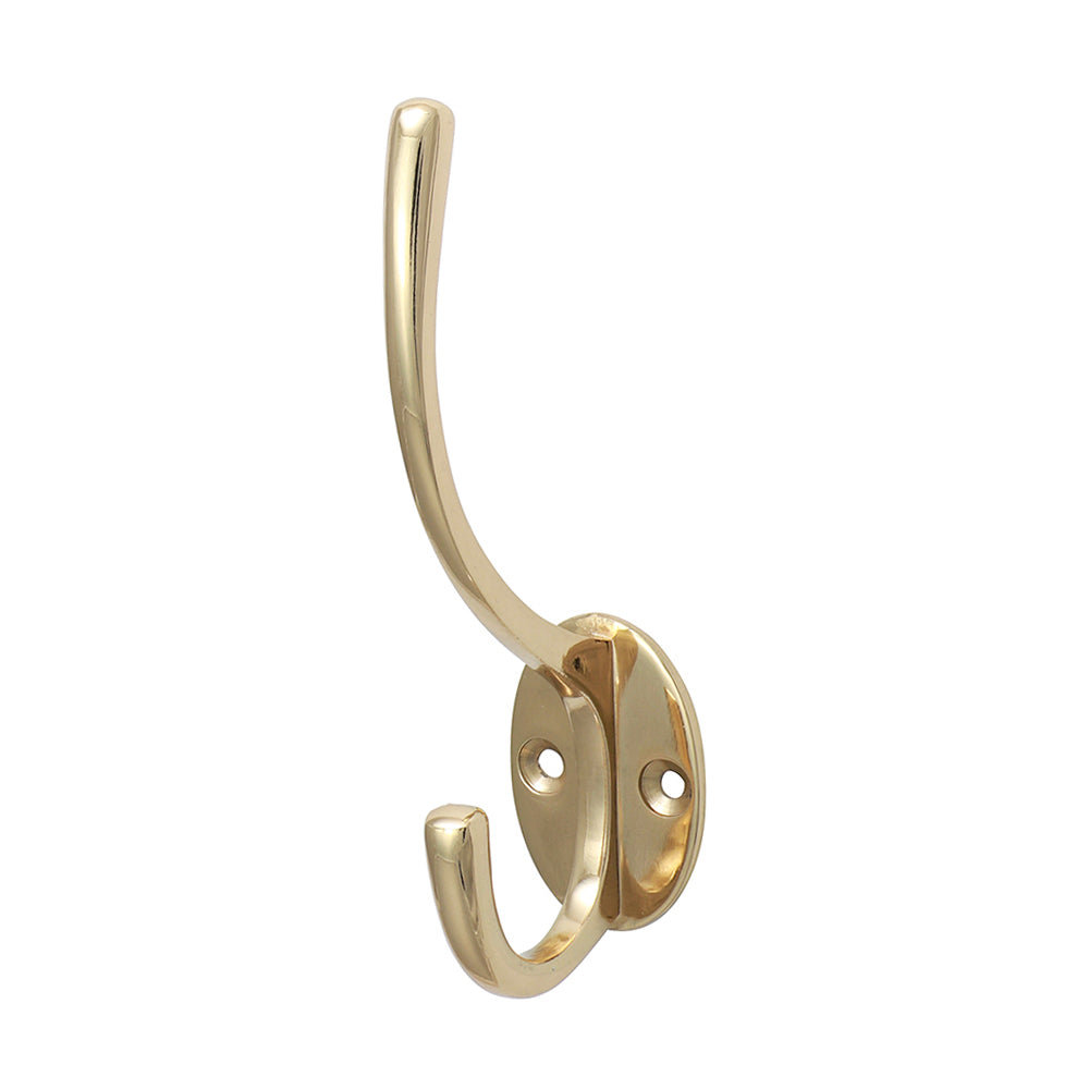 Hat & Coat Hook Pol. Brass - 125 x 32mm | TIMpac