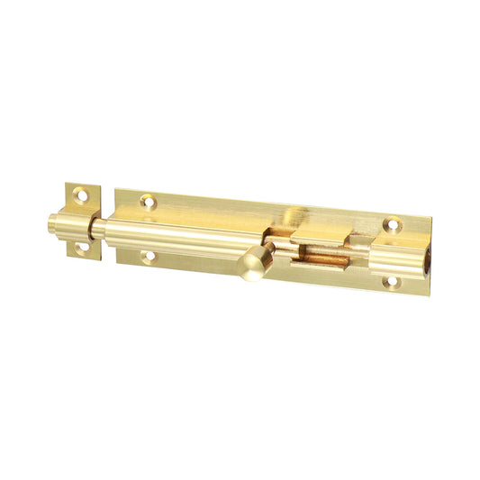 Straight Barrel Bolt - Polished Brass - Length mm 100 - Width mm 25 - Bolt Throw mm 20