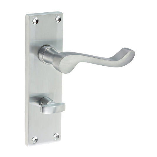 Victorian Scroll Bathroom Handles - Satin Chrome