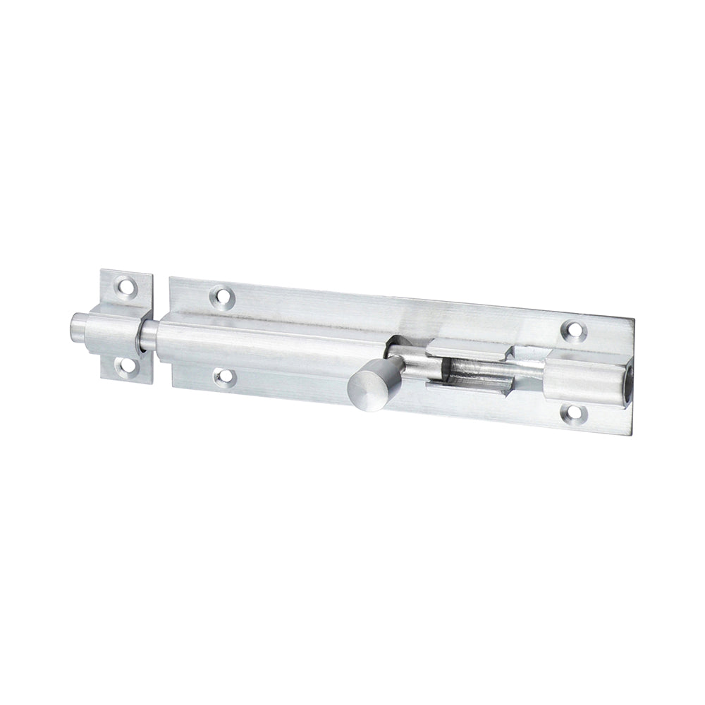 Straight Barrel Bolt - Satin Chrome - Length mm 100 - Width mm 25 - Bolt Throw mm 20