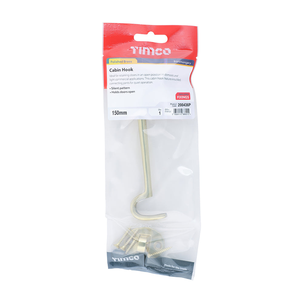 Cabin Hook Pol. Brass - 150mm | Bag