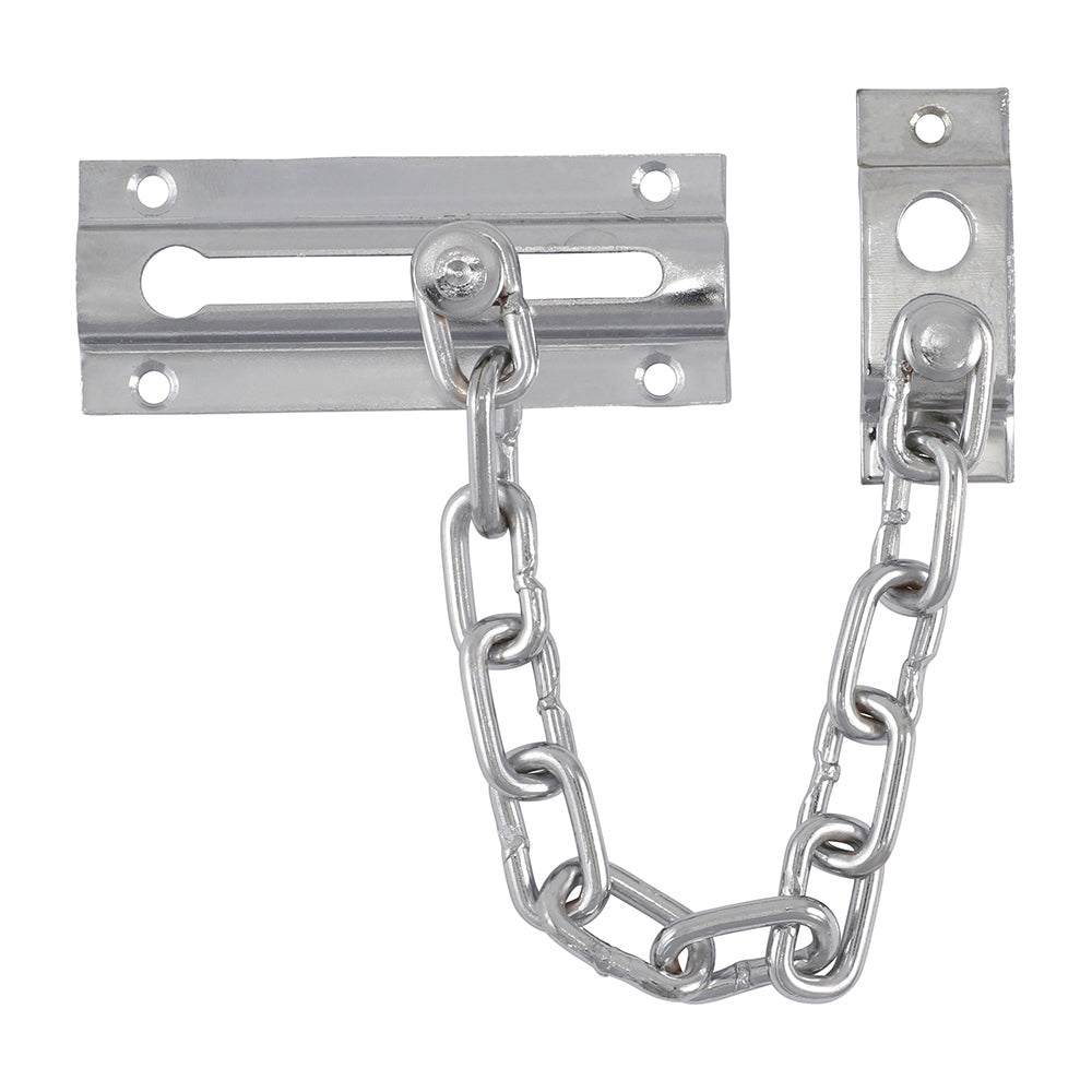 Door Chain - Polished Chrome - Chain Base Plate Size W x H mm 20 x 53 - Chain Receiver Plate Size W x H mm 85 x 34 - Material Steel Timco