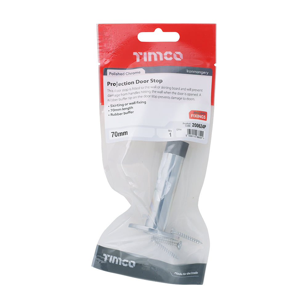 Projection Door Stop P/Chrome - 70mm | Bag