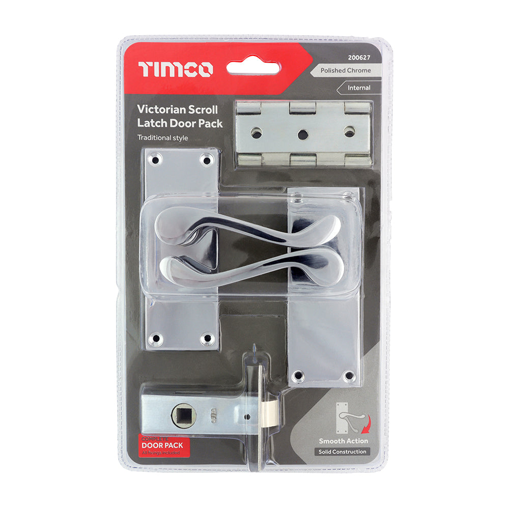 Timco Victorian Scroll Latch Door Pack - Polished Chrome Timco