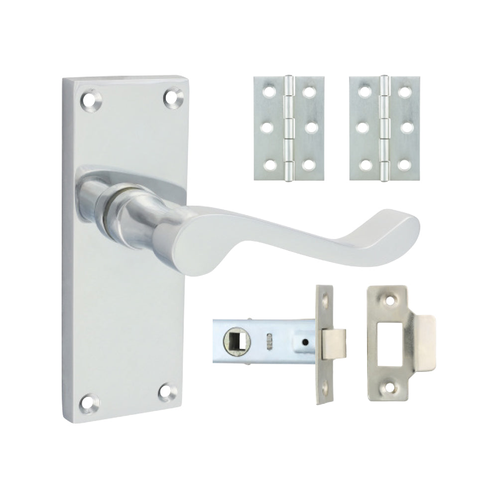 Timco Victorian Scroll Latch Door Pack - Satin Chrome Timco
