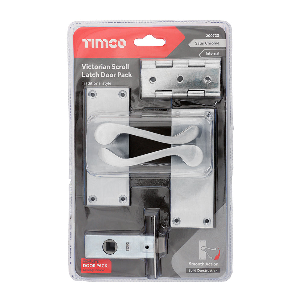 Timco Victorian Scroll Latch Door Pack - Satin Chrome Timco