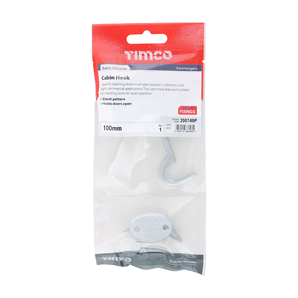 Cabin Hook Sat. Chrome - 100mm | Bag