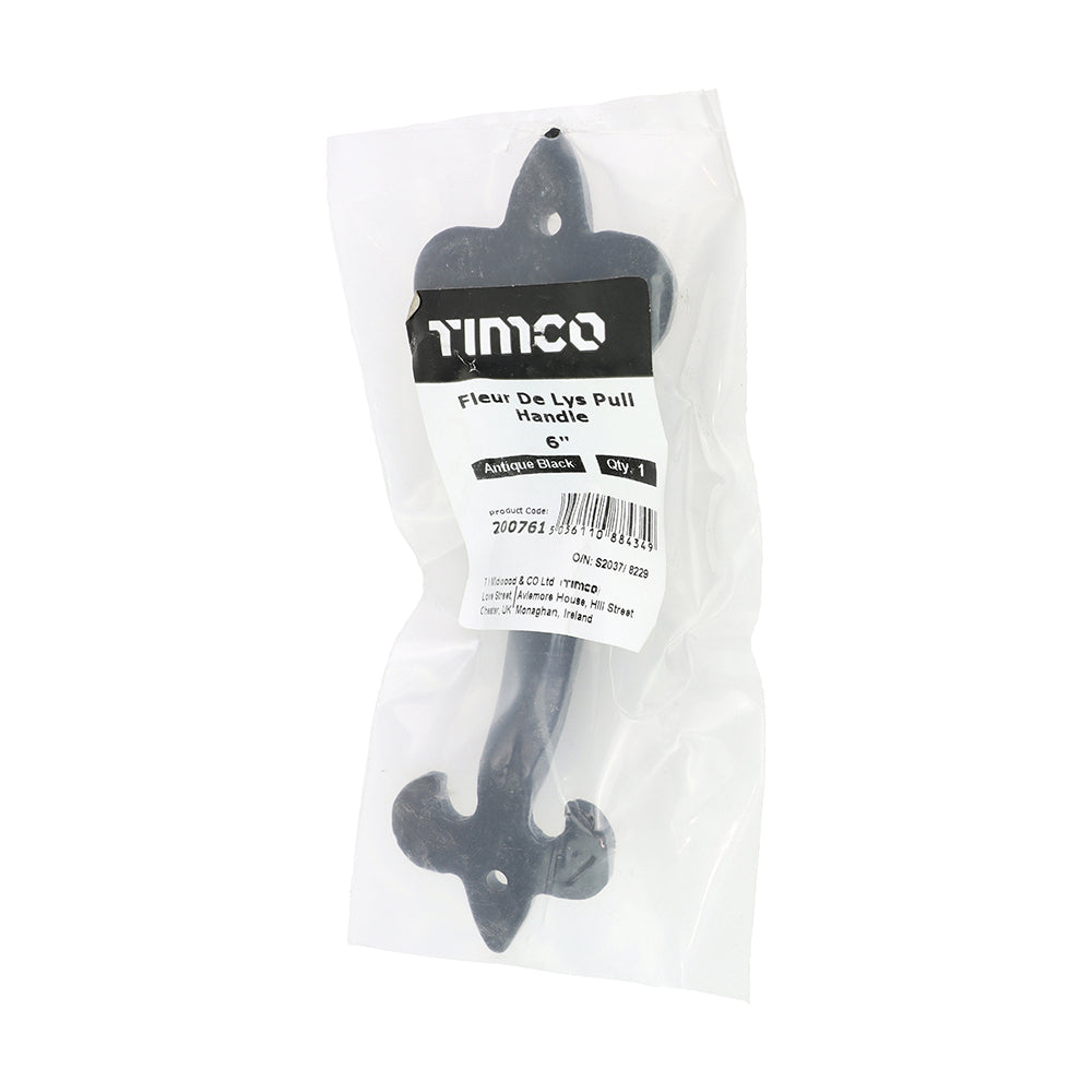 Fleur De Lys PullHandle AntBLK - 6" | Bag