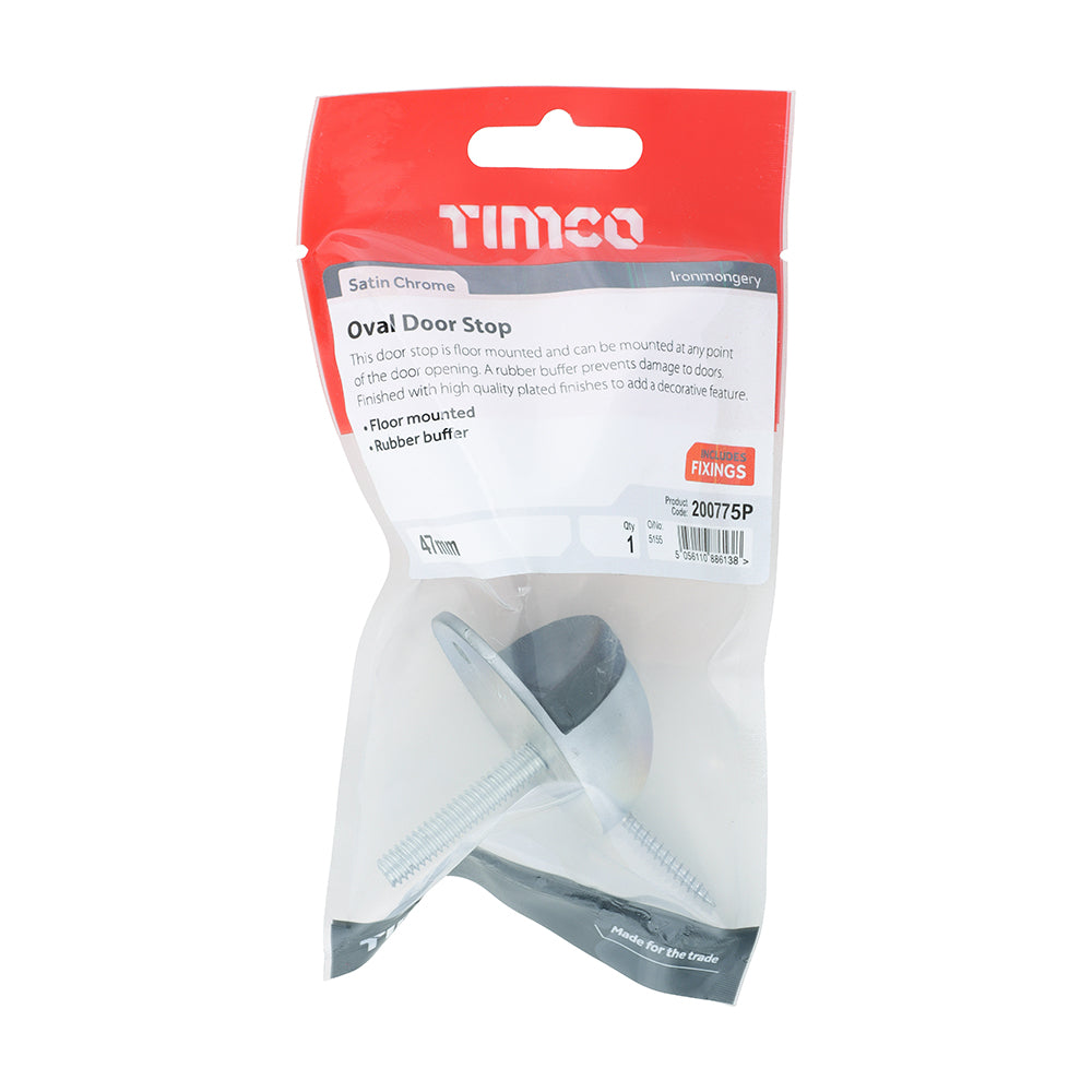 Oval Door Stop Satin Chrome - 47mm | Bag