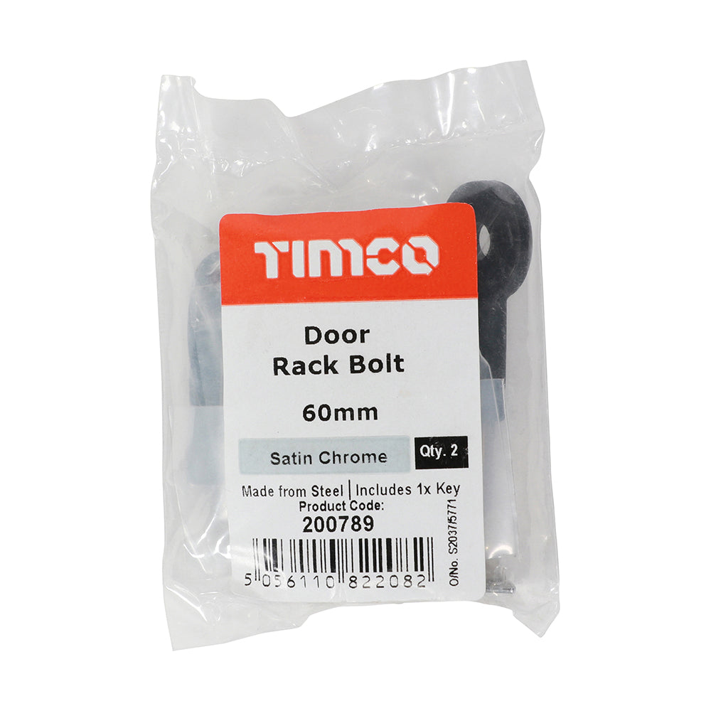 Door Rack Bolt Sat. Chrome - 60mm | Bag of 2