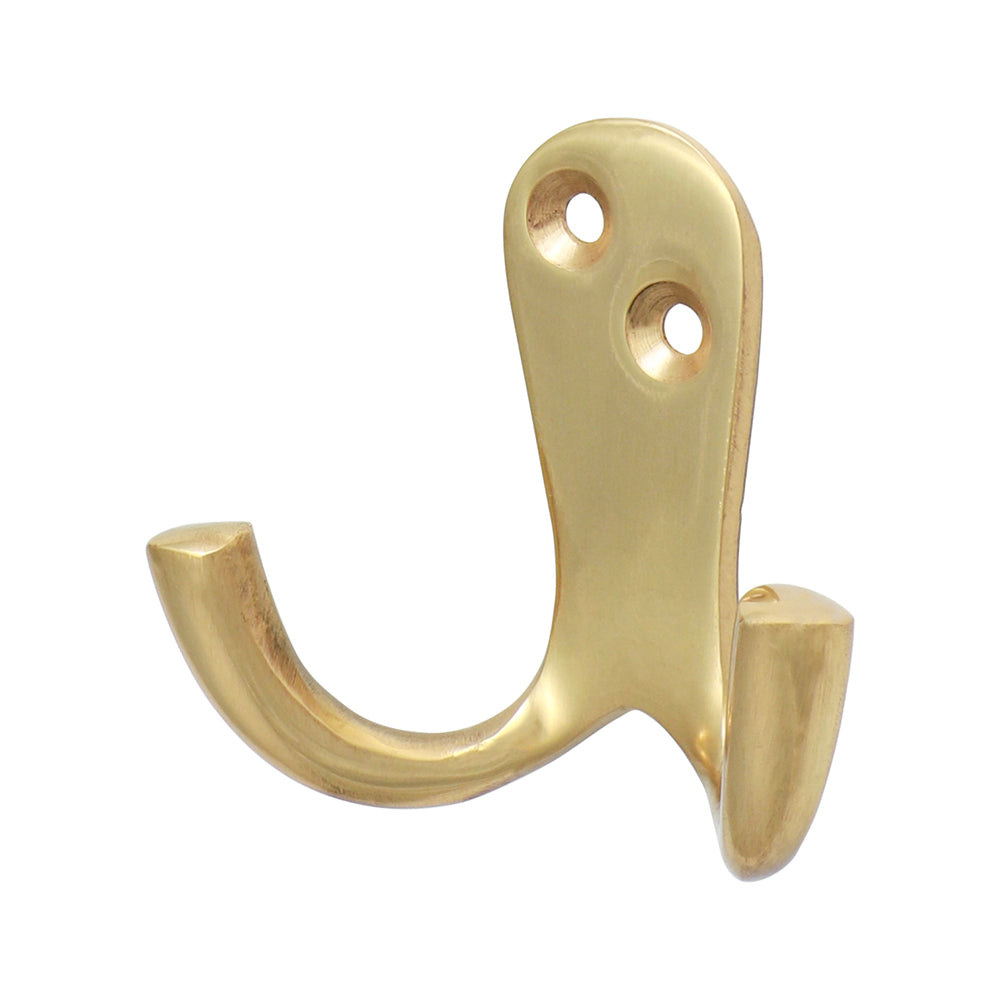 Double Robe Hook Pol. Brass - 47 x 24mm | TIMpac