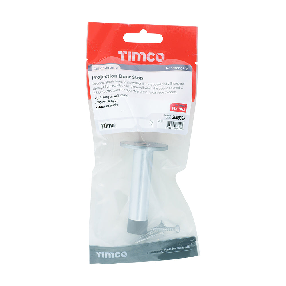 Projection Door Stop S/Chrome - 70mm | Bag