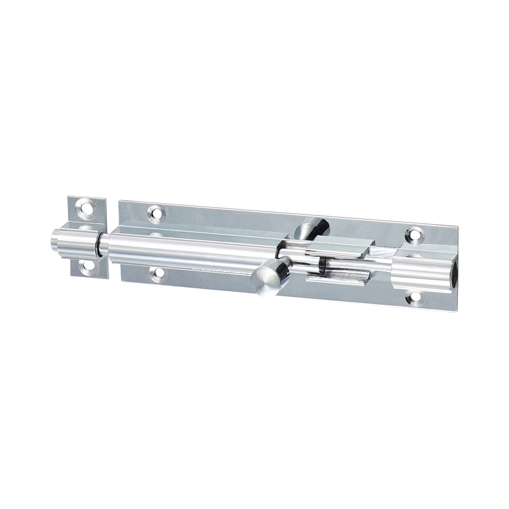 Straight Barrel Bolt - Polished Chrome - Length mm 100 - Width mm 25 - Bolt Throw mm 20