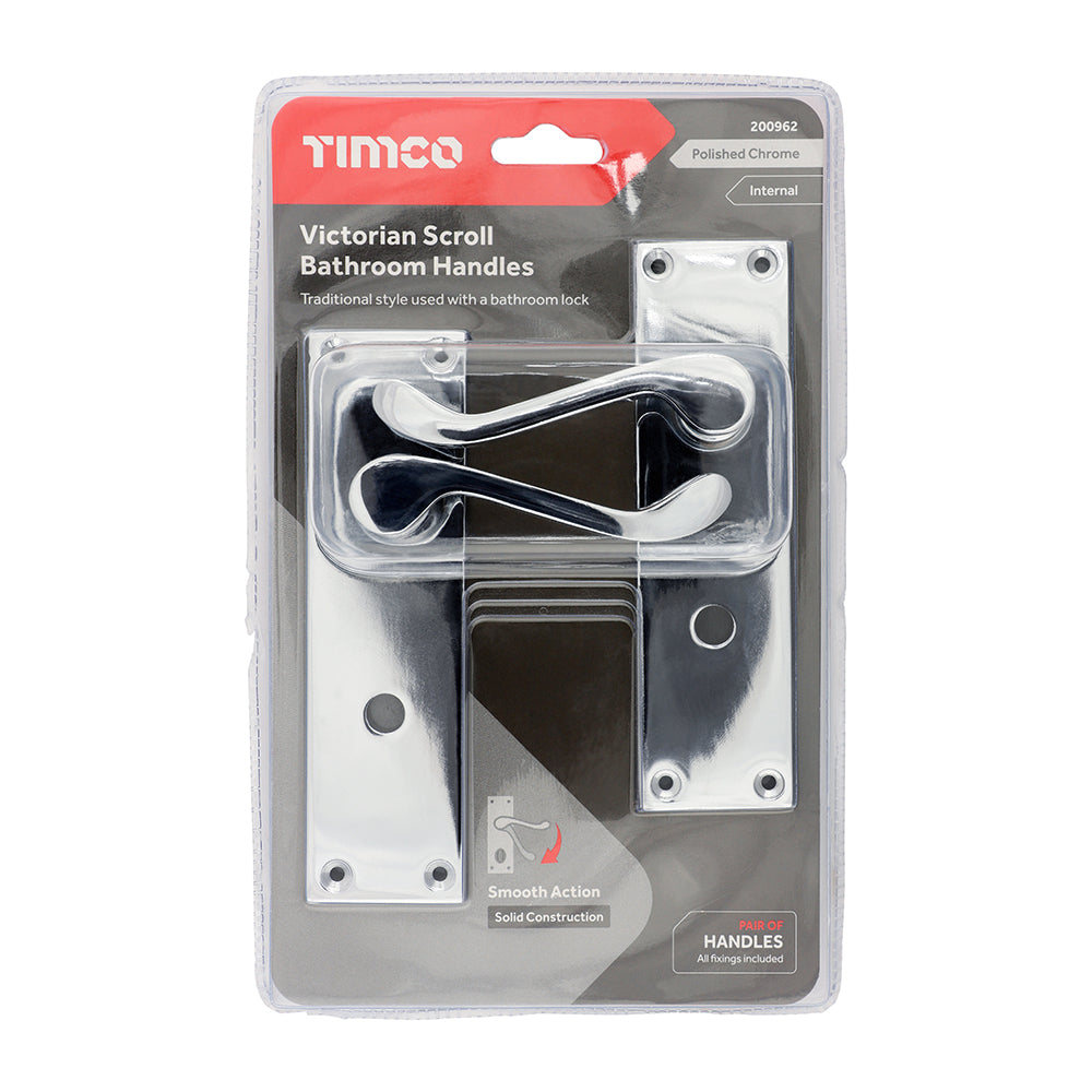 Timco Victorian Scroll Bathroom Handles - Polished Chrome Timco