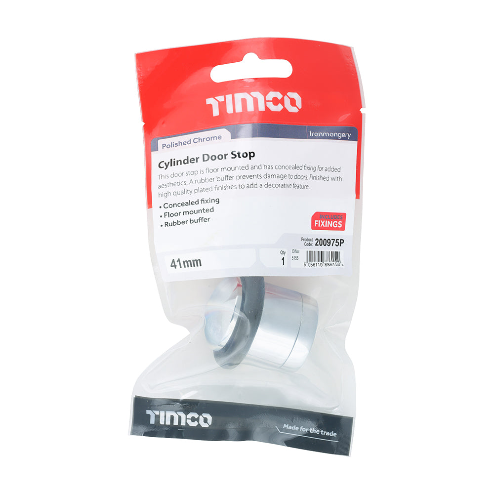 Cylinder Door Stop Pol. Chrome - 41mm | Bag