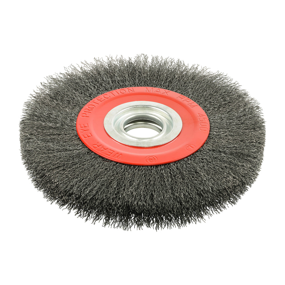 Timco Wheel Brush with Plastic Reducer Set - Crimped Steel Wire | 200mm Timco