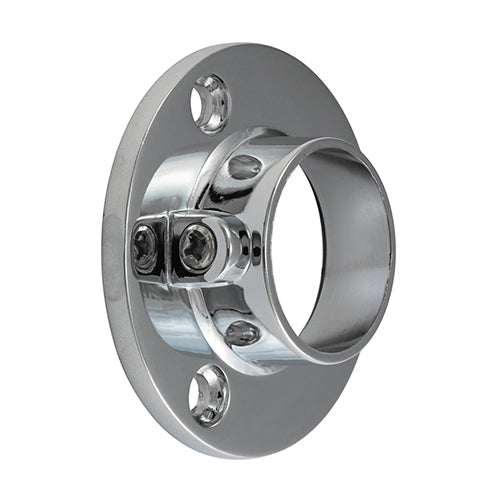 Round Lock End Socket P/Chrome - 25mm | TIMpac of 2