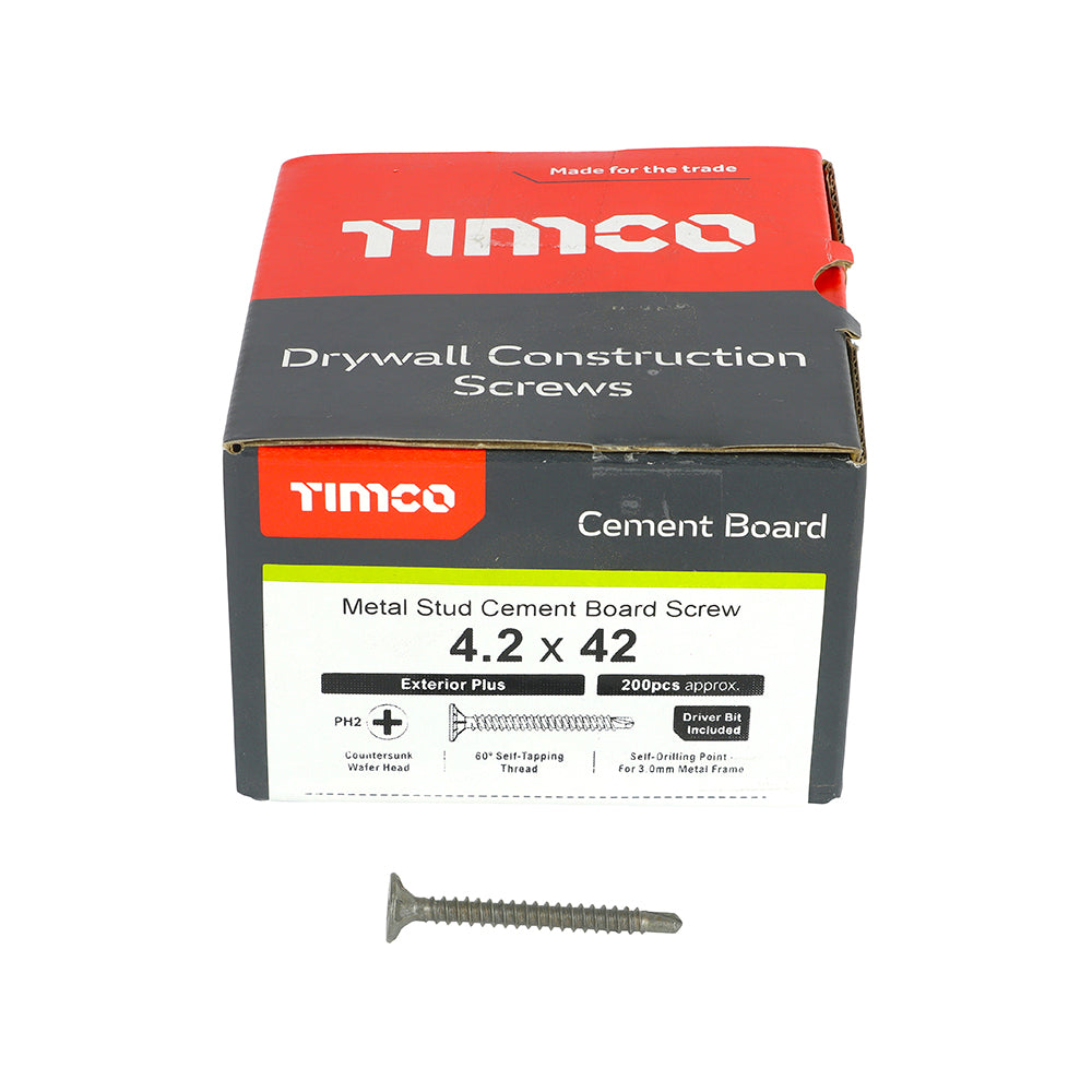 Cement Board Screw S/DRILL EXT - 4.2 x 42 | Box of 200