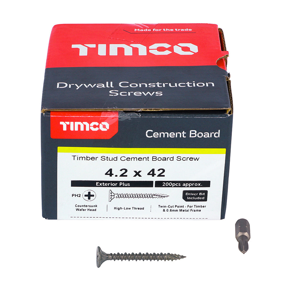 Cement Board Screw TWINCUT EXT - 4.2 x 42 | Box of 200