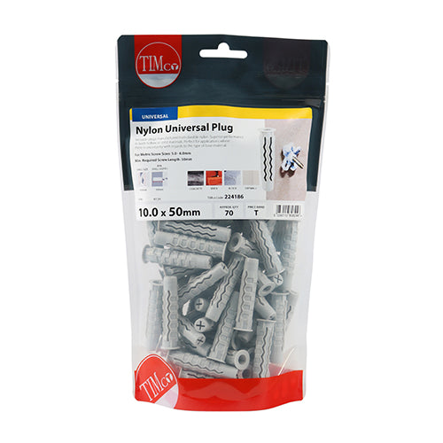 Nylon Universal Plug - 10.0 x 50 | TIMpac of 5
