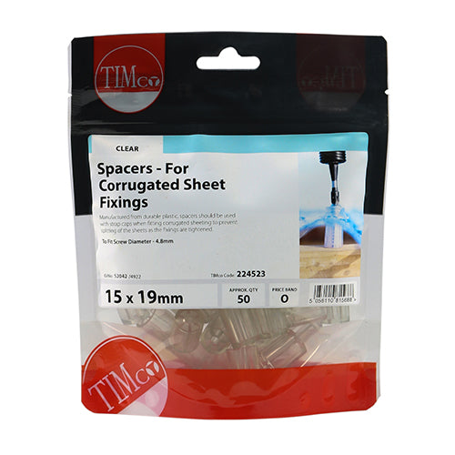 Spacers Clear - 15.0 x 19 | TIMbag of 50