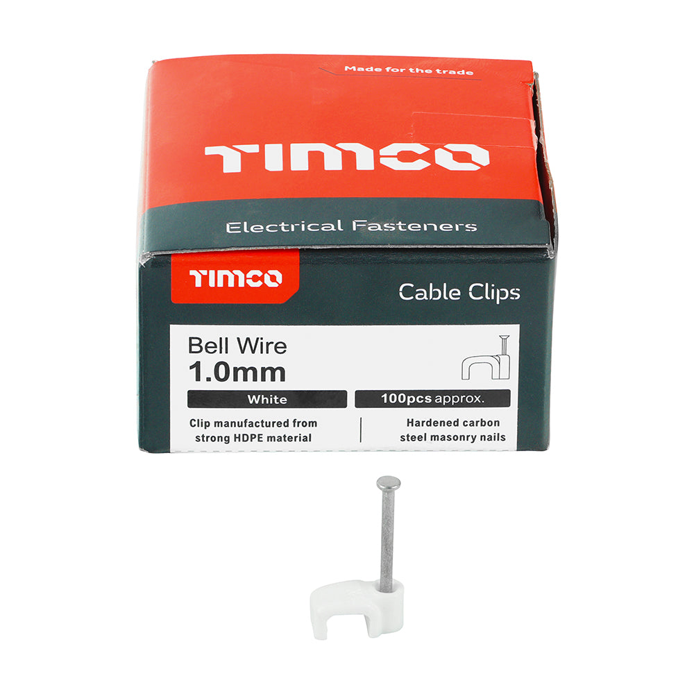 Flat Cable Clip White - To fit 1.0mm | Box of 100
