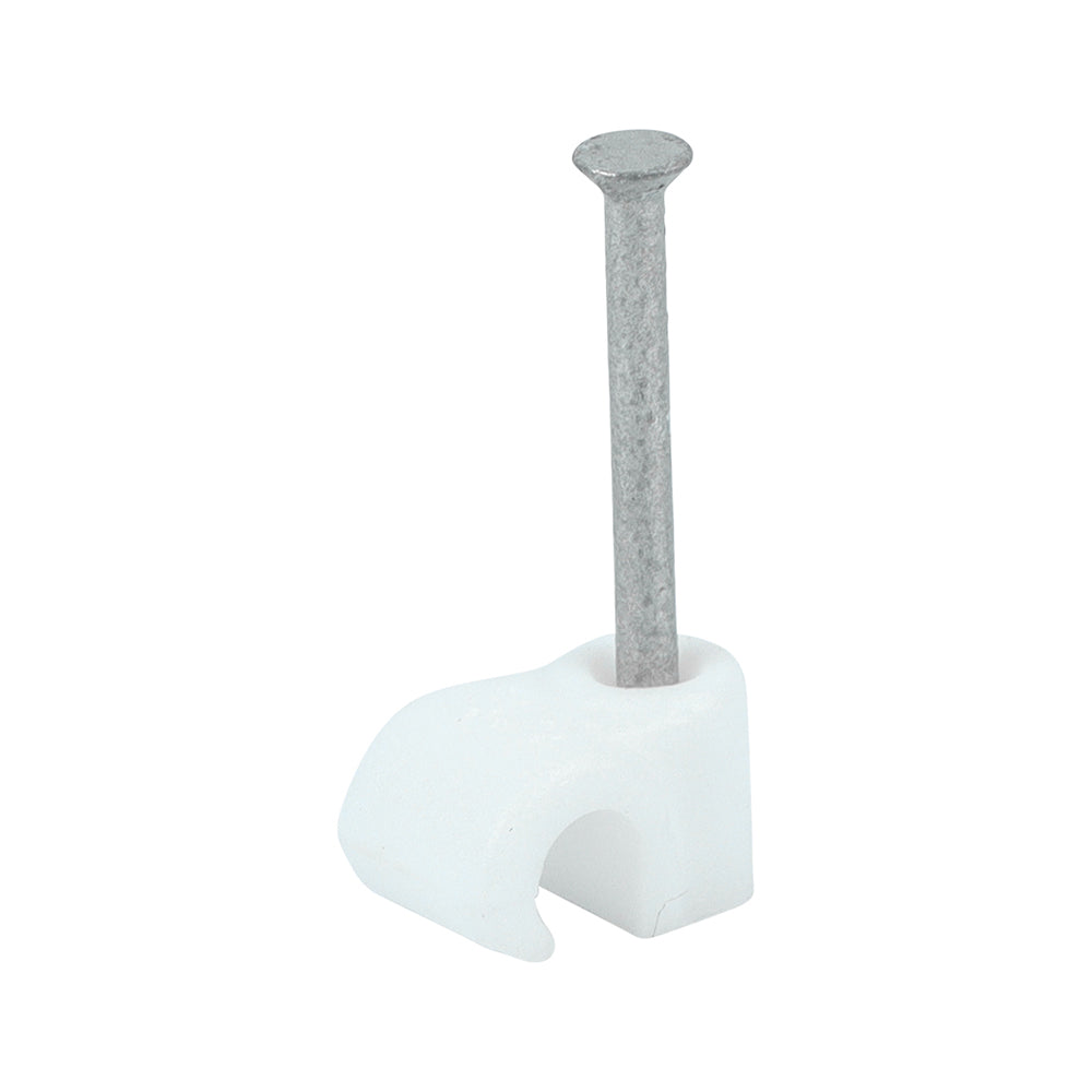Round Cable Clip White - To fit 3.5mm | Box of 100