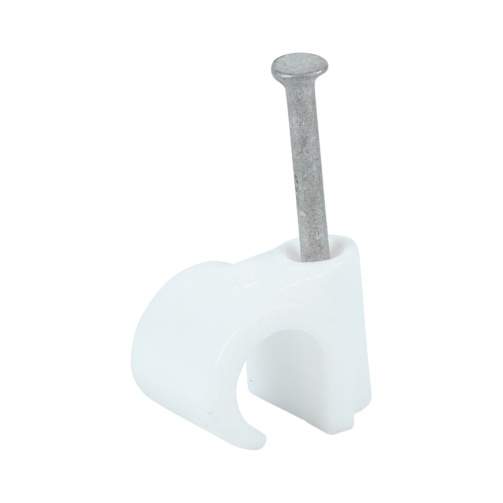 Round Cable Clip White - To fit 9.0mm | Box of 100