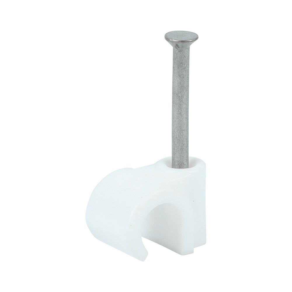 Round Cable Clip White - To fit 7.0mm | Box of 100