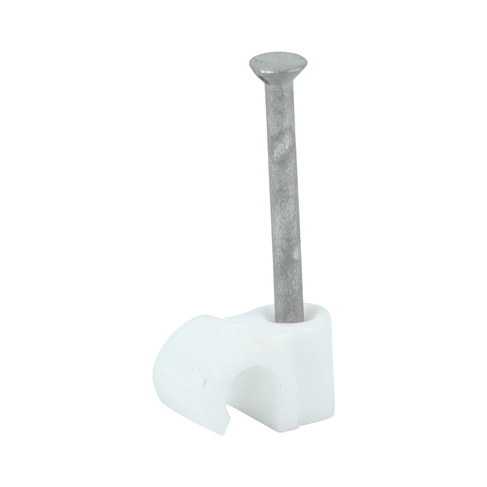 Round Cable Clip White - To fit 5.0mm | Box of 100
