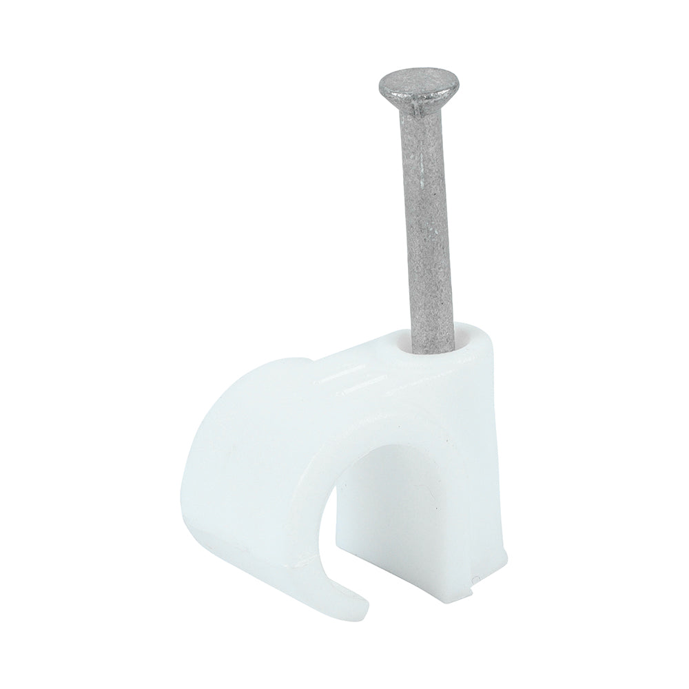 Round Cable Clip White - To fit 11.0mm | Box of 100